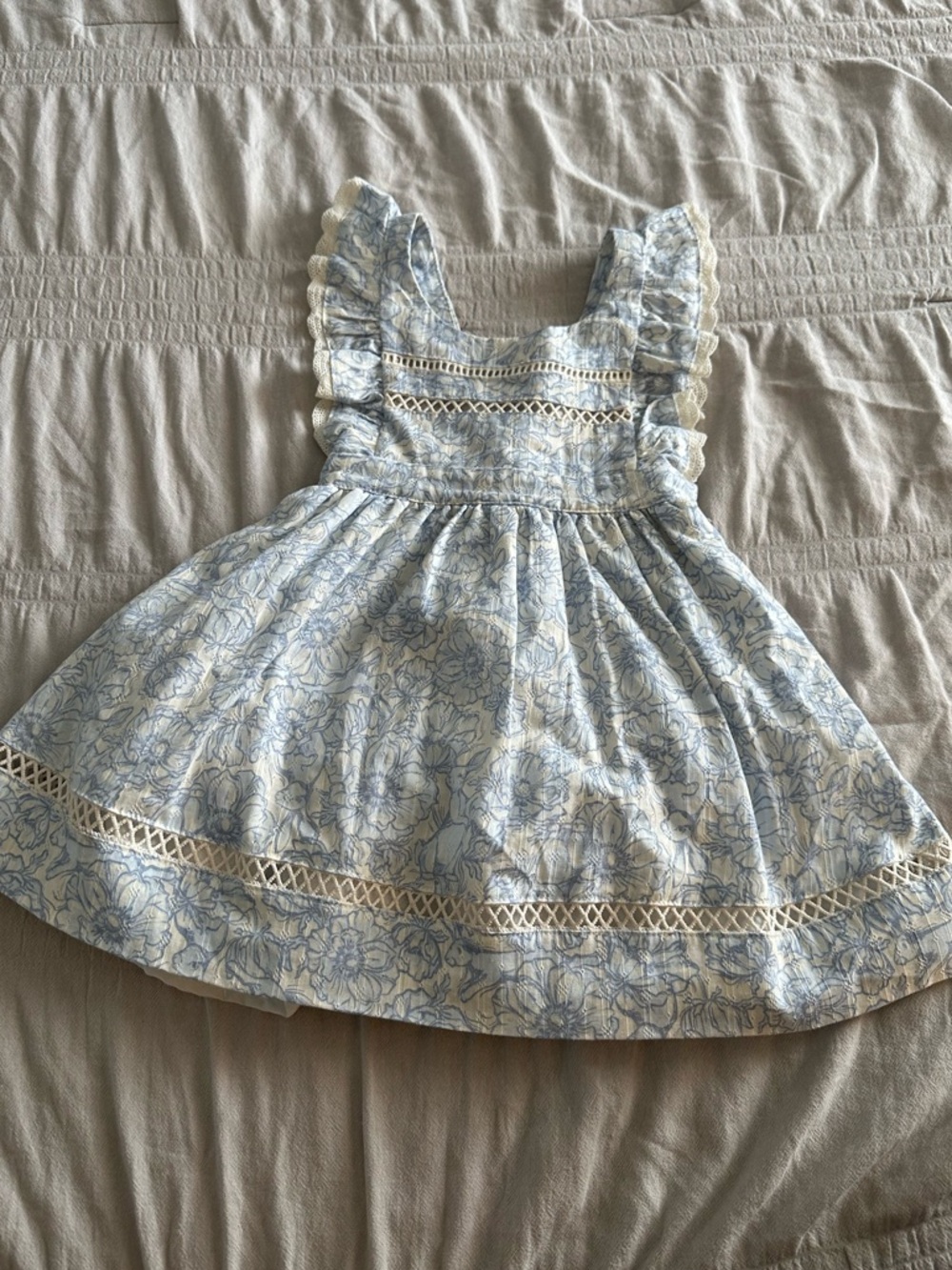 cupcakes & cashmere Light Blue Floral Easter Ruffle Dress
